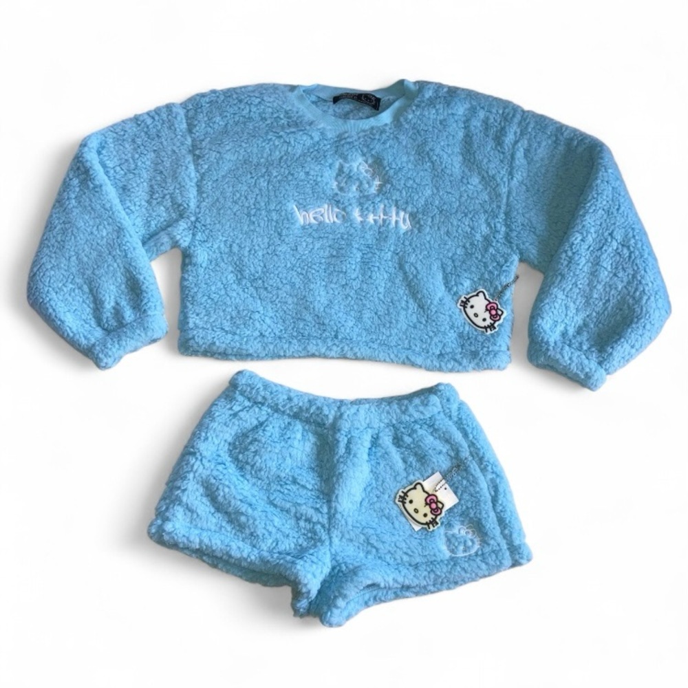 Faux Shearling Hello Kitty Pullover & Shorts Set